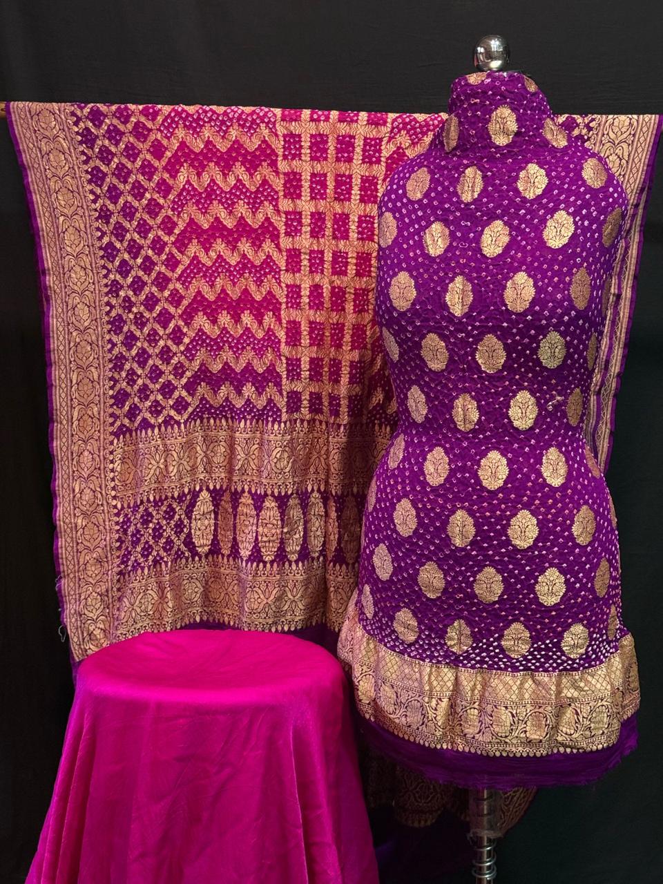 Pure Khaddi Georgette 3 pc Unstitched Suit With Real Neem Zari Handloom Weaving
