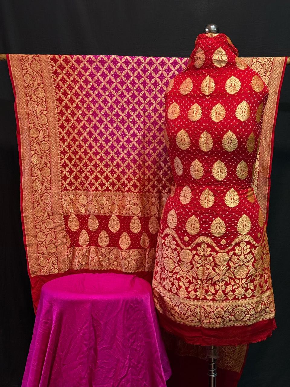 Pure Khaddi Georgette 3 pc Unstitched Suit With Real Neem Zari Handloom Weaving