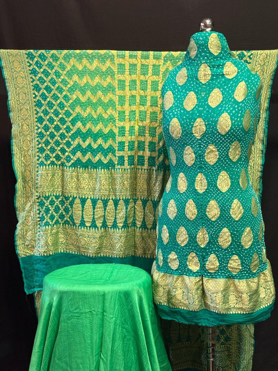 Pure Khaddi Georgette 3 pc Unstitched Suit With Real Neem Zari Handloom Weaving