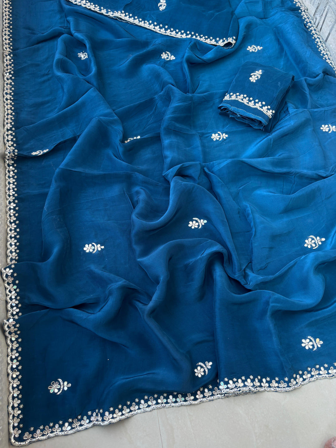 Beautiful H.O Silk Saree with Bengali Pattern Hand Work