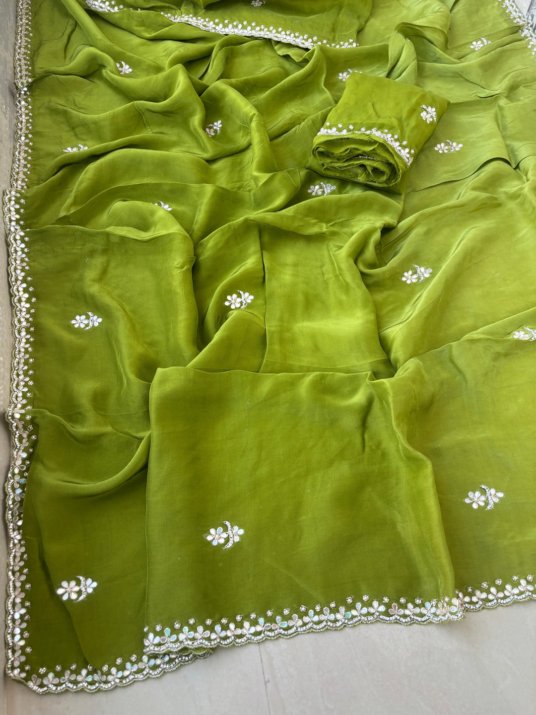 Beautiful H.O Silk Saree with Bengali Pattern Hand Work