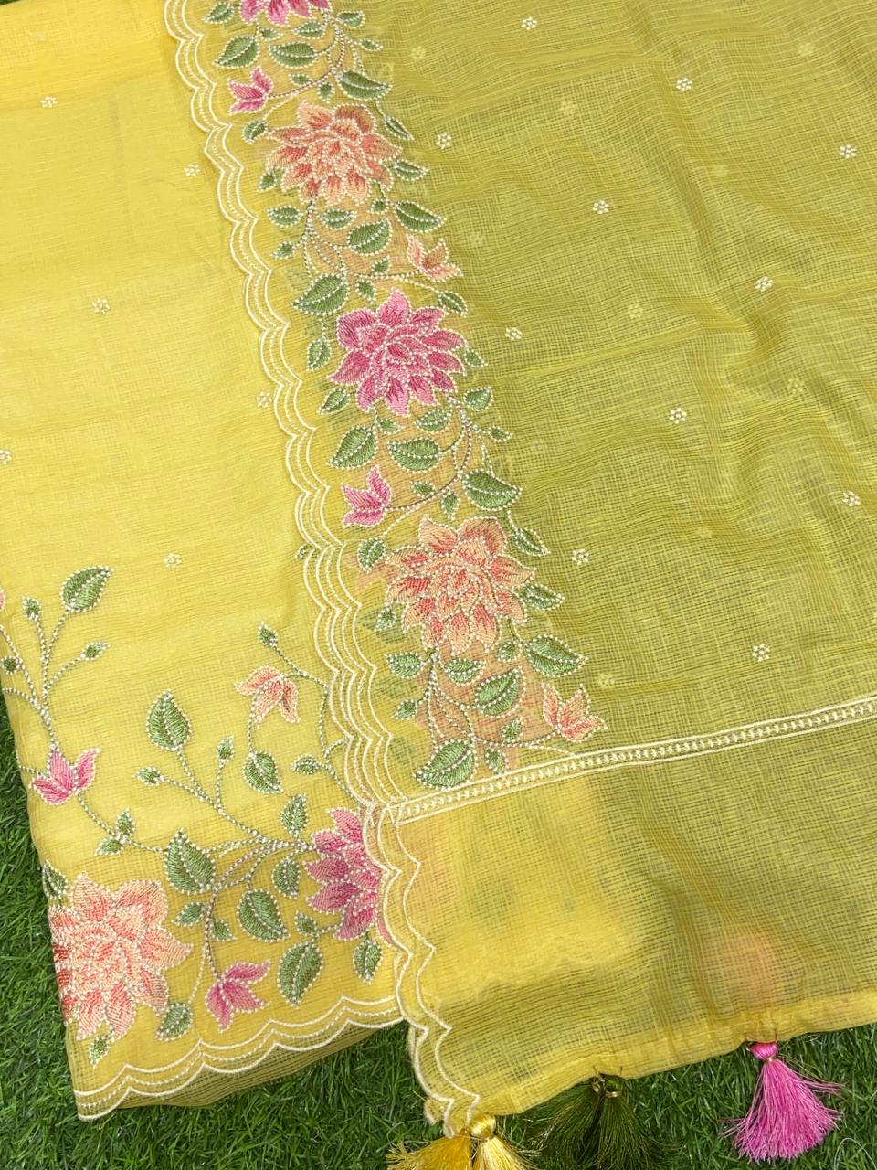Pure Banarasi Kota Silk Multi-Embroidery Unstitched Suit