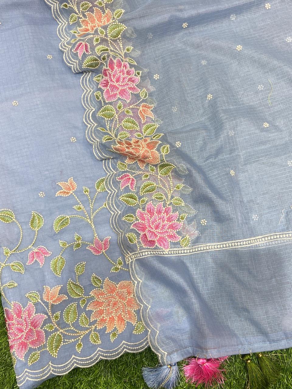 Pure Banarasi Kota Silk Multi-Embroidery Unstitched Suit