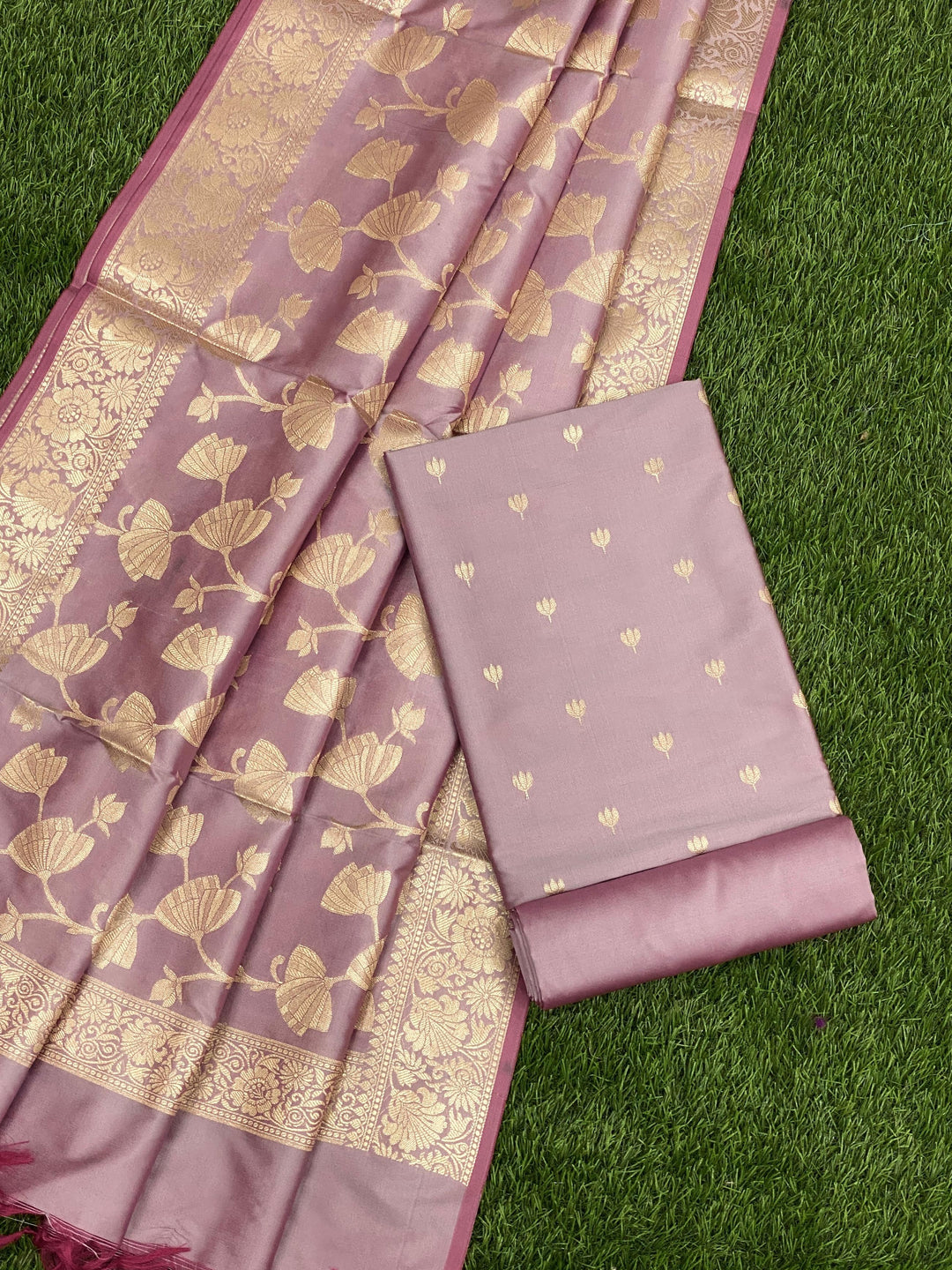 Pure Banarasi Silk Zari weaved unstitched suit with dupatta