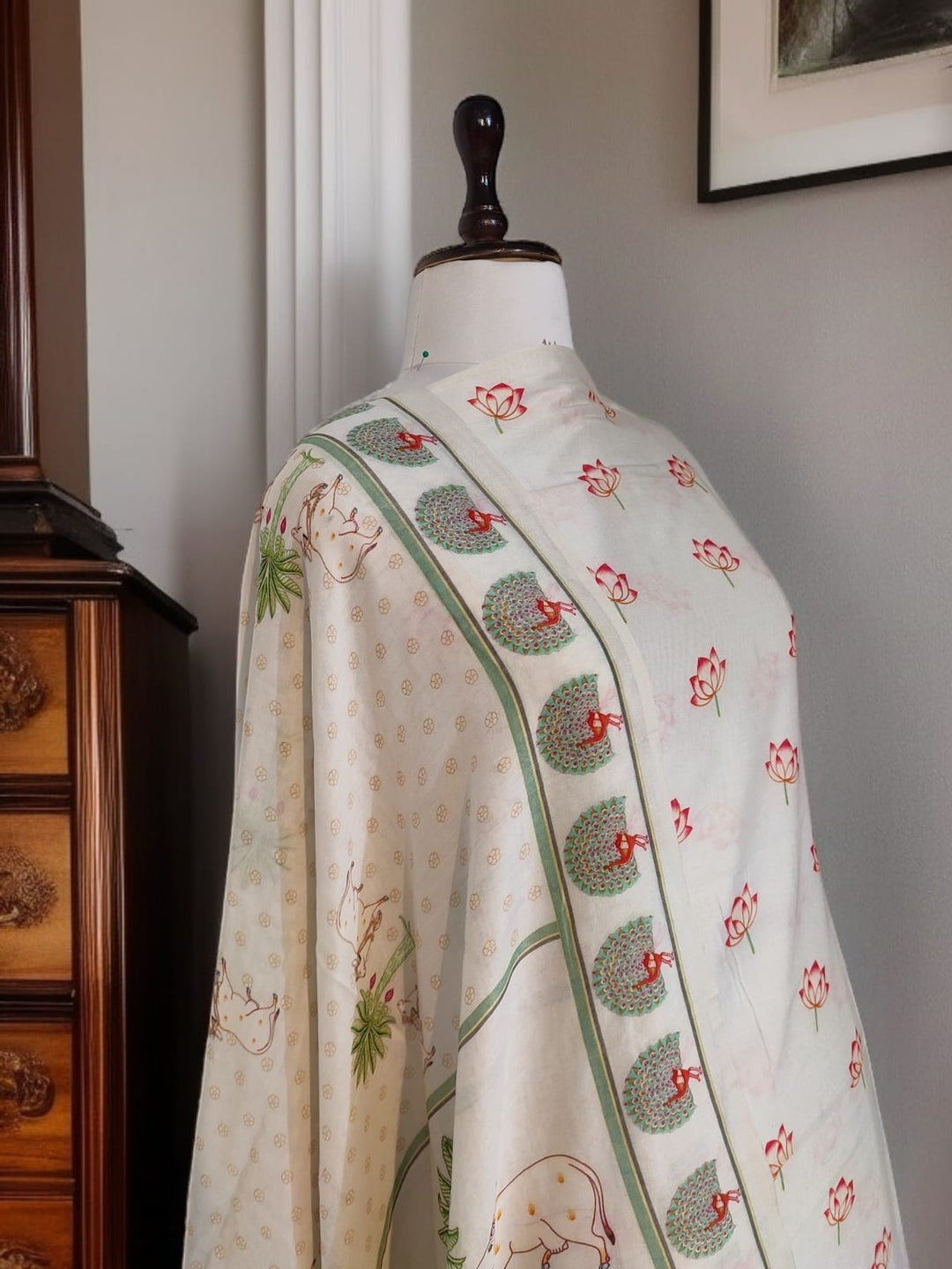 Pure Banarasi Chanderi Silk Pichwai Work Unstitched Suit