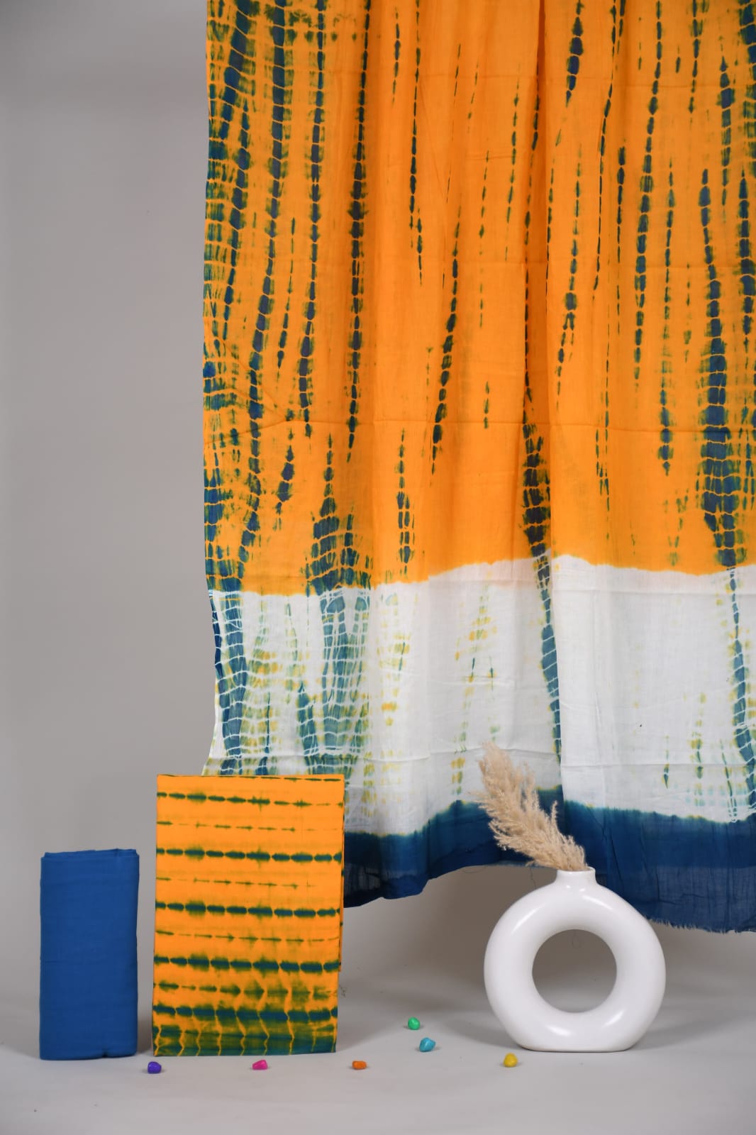 Pure Cotton Hand Block Printed Unstitched Suit Set With Cotton dupatta.