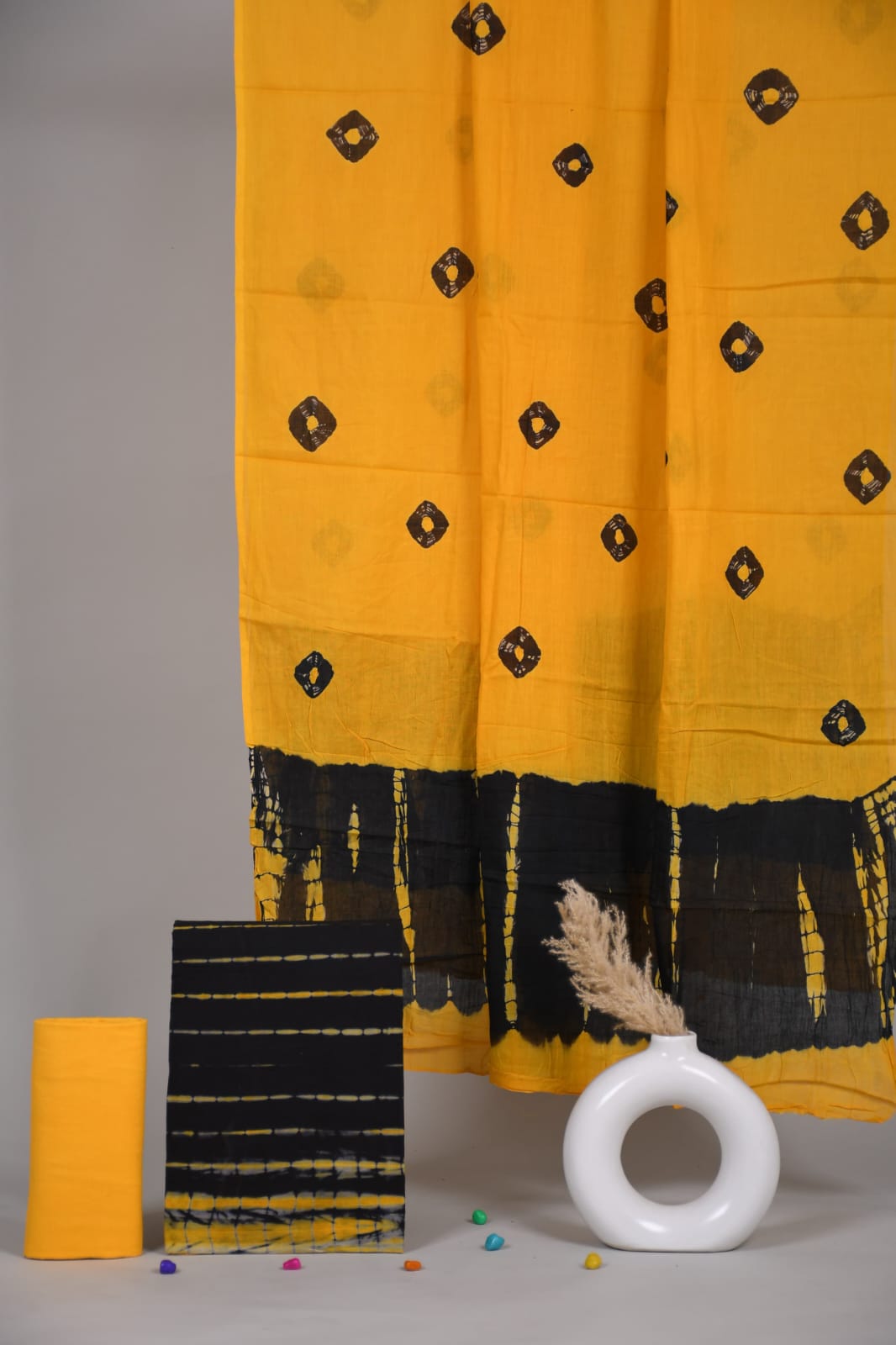 Pure Cotton Hand Block Printed Unstitched Suit Set With Cotton dupatta.