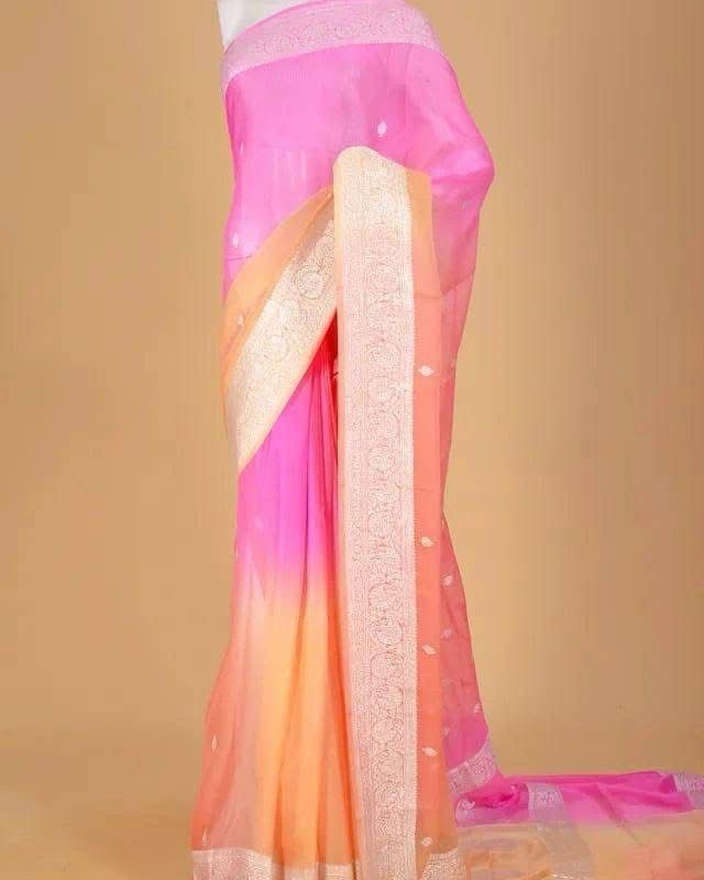 Pure Khaddi Chiffon Georgette Saree (6.2 meter)