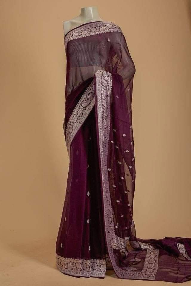 Pure Khaddi Chiffon Georgette Saree (6.2 meter)