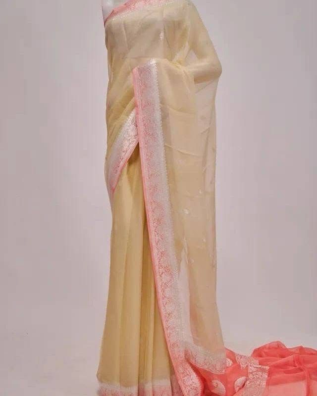 Pure Khaddi Chiffon Georgette Saree (6.2 meter)