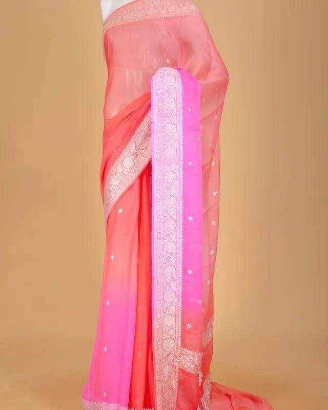 Pure Khaddi Chiffon Georgette Saree (6.2 meter)