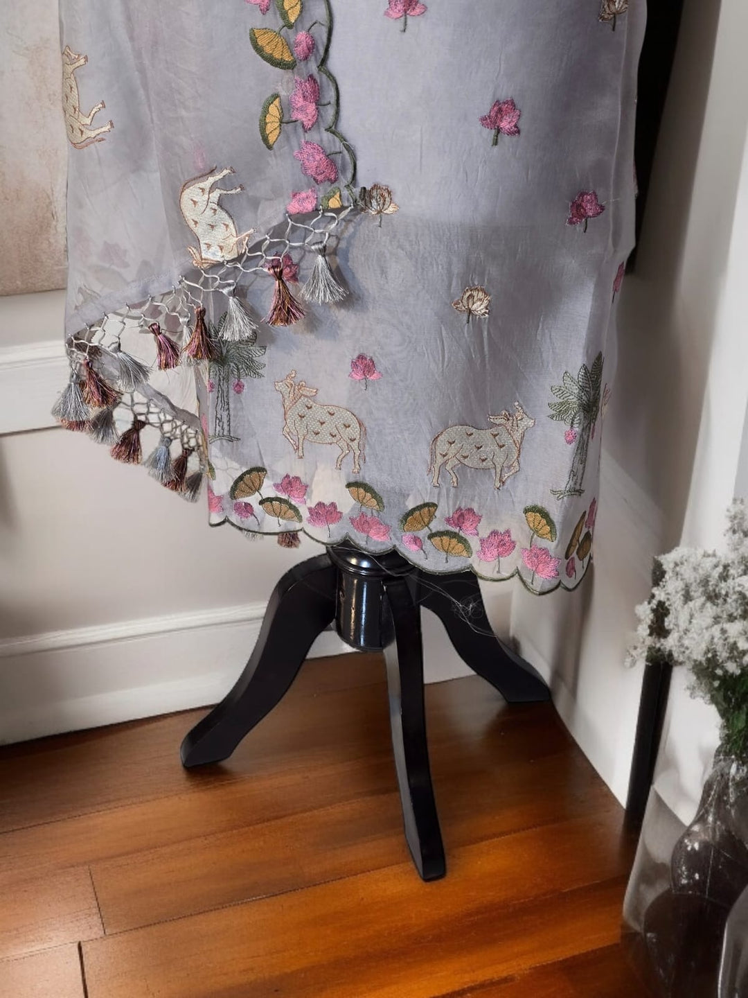 Pure Organza Silk Pichwai Work Unstitched Suit