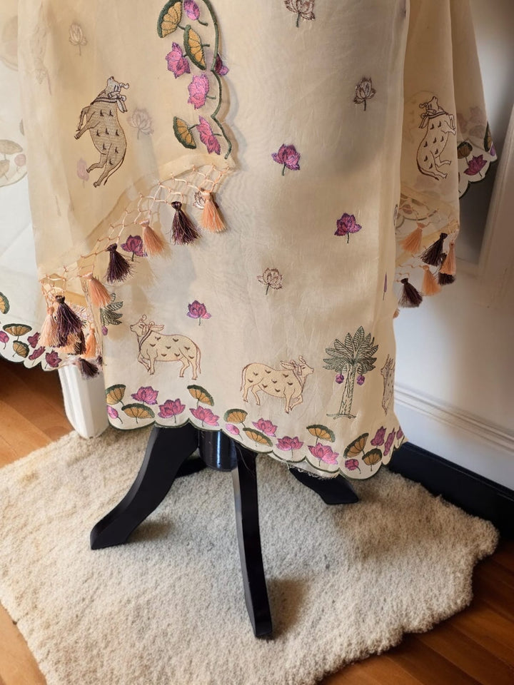 Pure Organza Silk Pichwai Work Unstitched Suit