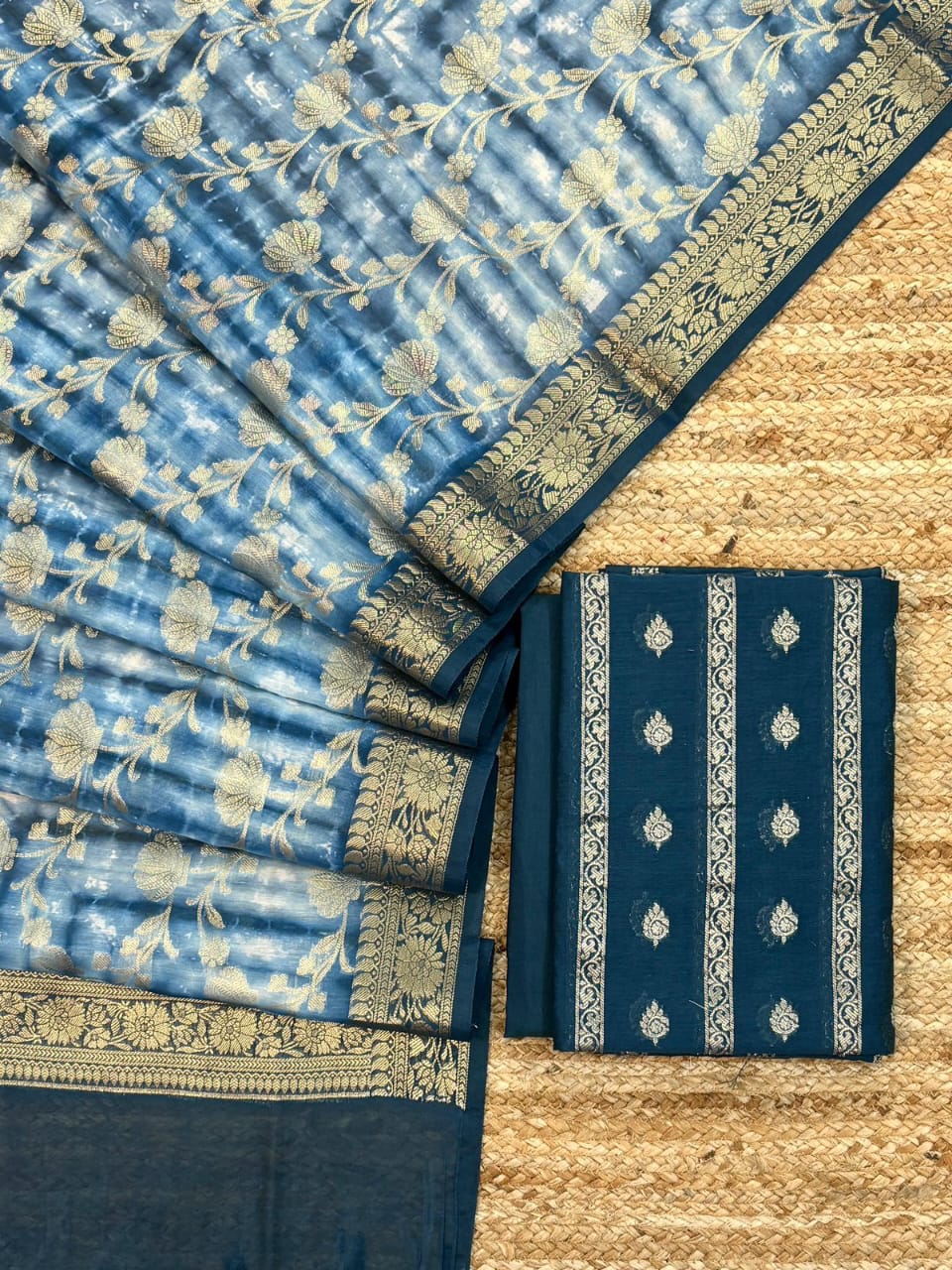 Banarasi Chanderi Silk 3 Pc Unstitched Suit