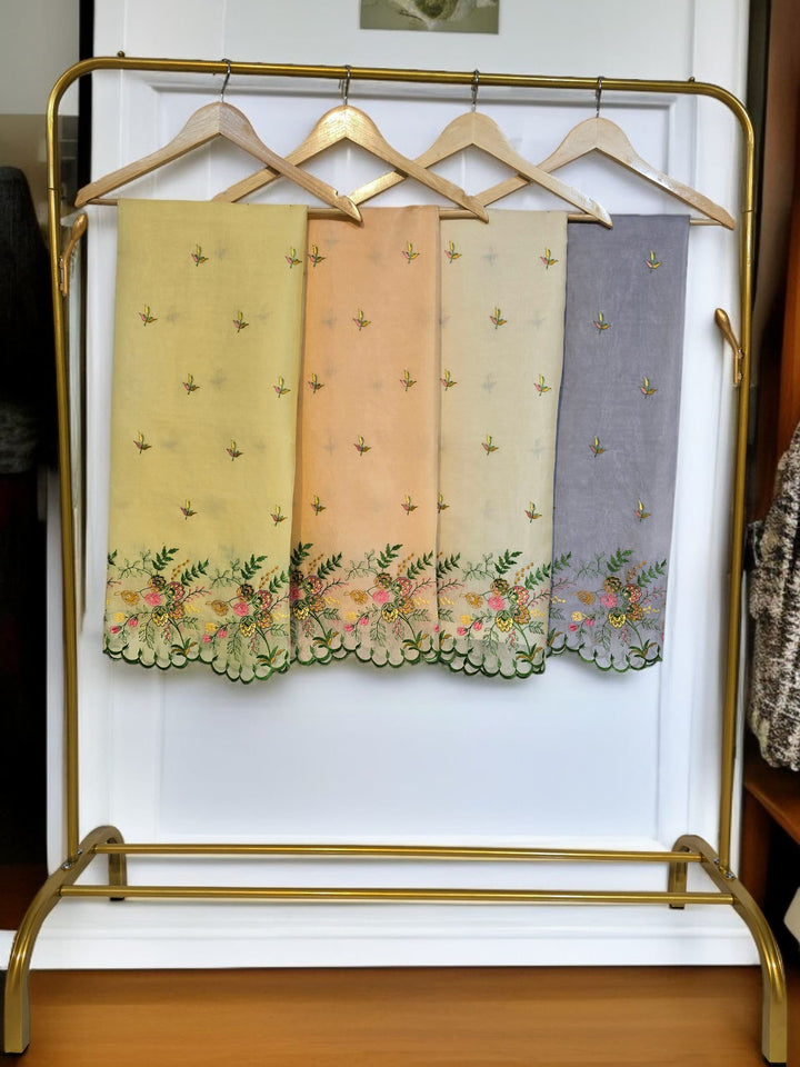 Pure Organza Silk Chikankari Work Unstitched Suit