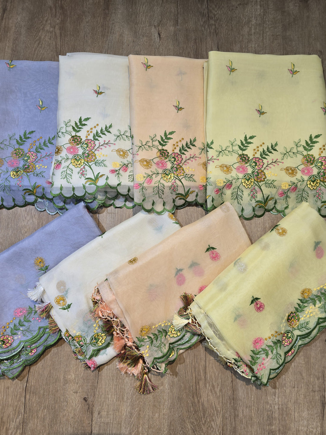 Pure Organza Silk Chikankari Work Unstitched Suit