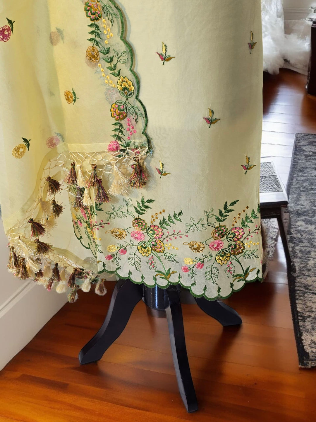 Pure Organza Silk Chikankari Work Unstitched Suit