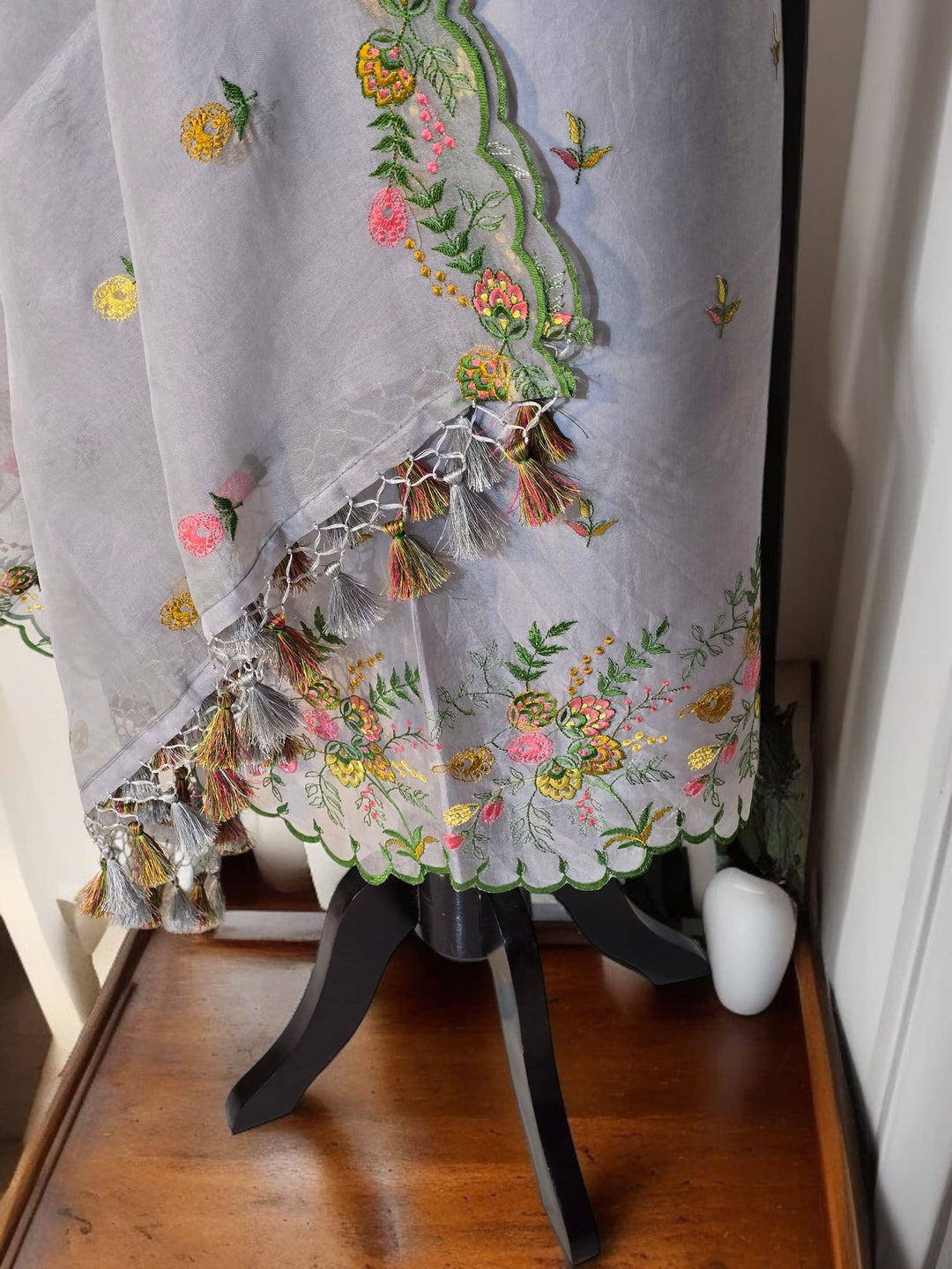 Pure Organza Silk Chikankari Work Unstitched Suit