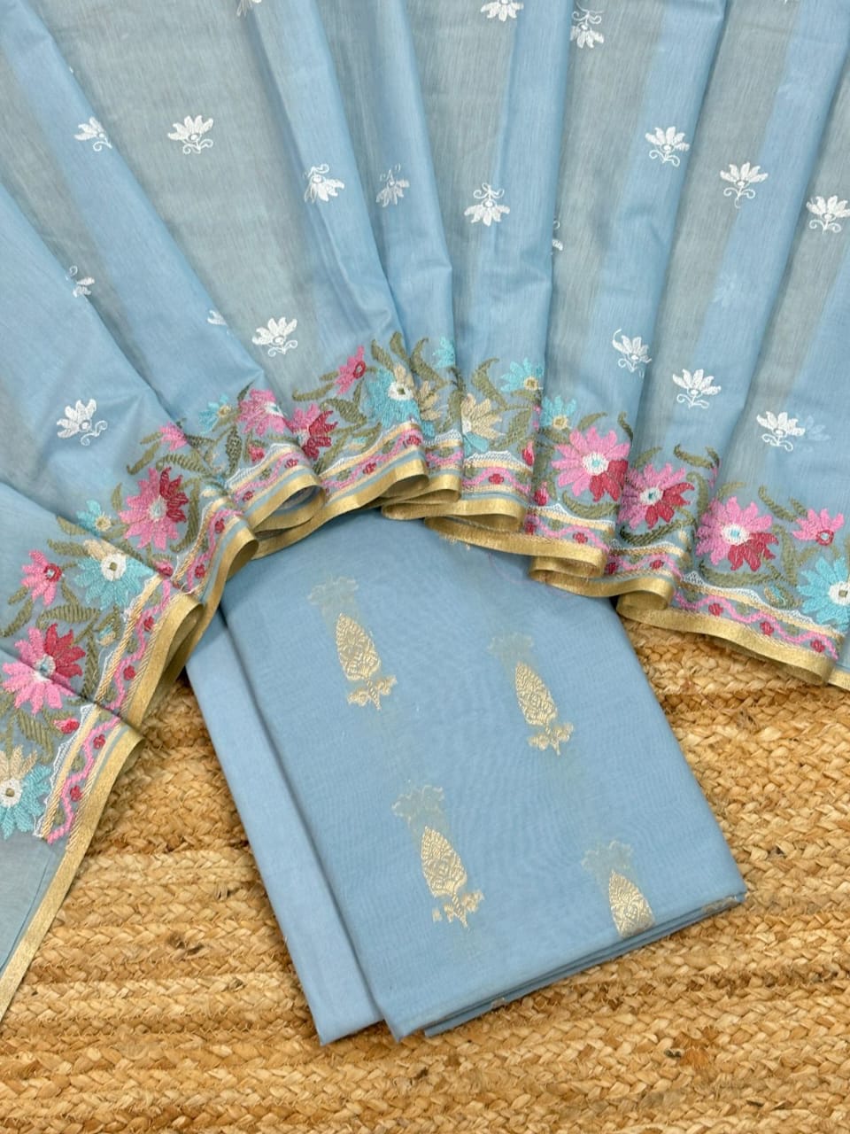 Banarasi Mercerised Silk 3 Pc Unstitched Suit