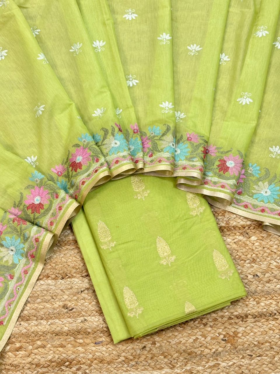 Banarasi Mercerised Silk 3 Pc Unstitched Suit