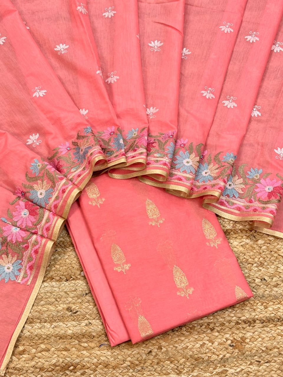 Banarasi Mercerised Silk 3 Pc Unstitched Suit