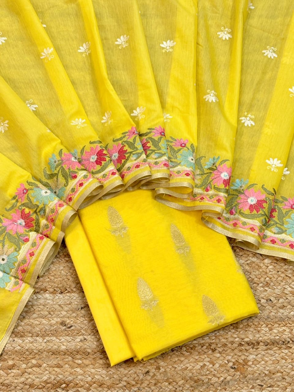 Banarasi Mercerised Silk 3 Pc Unstitched Suit