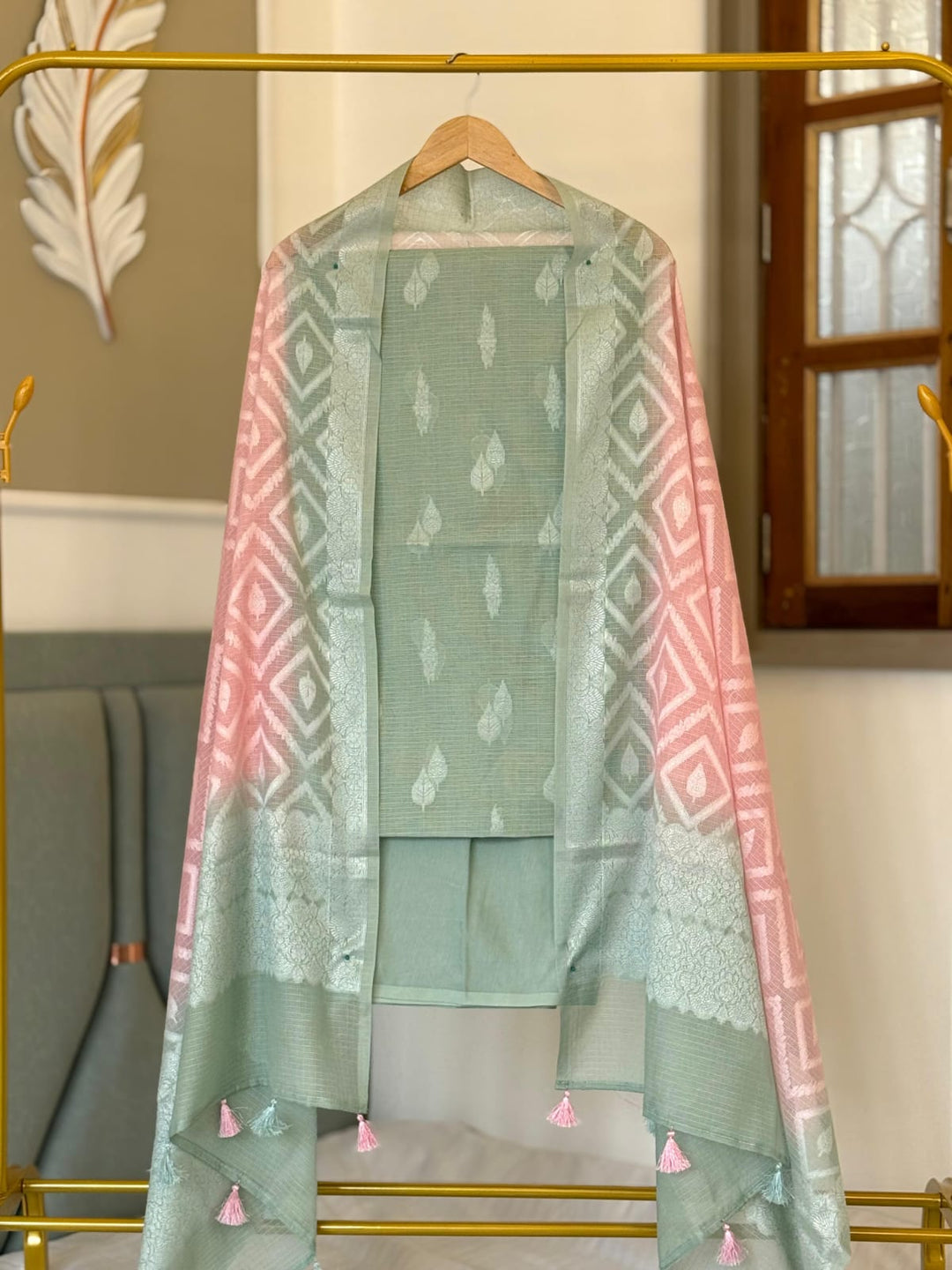 Banarasi Kota Silk 3 Pc Unstitched Suit
