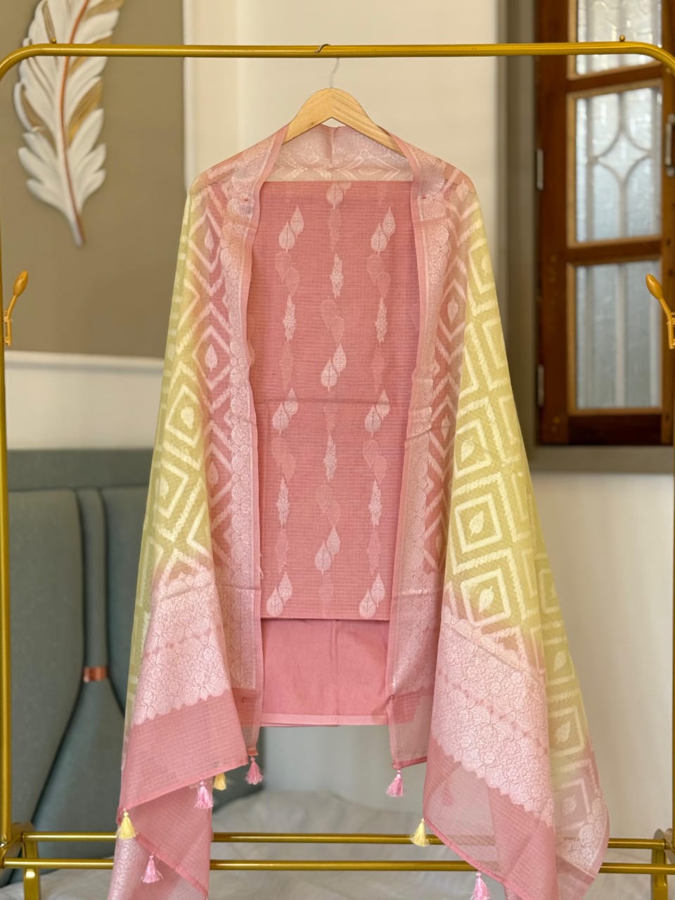 Banarasi Kota Silk 3 Pc Unstitched Suit