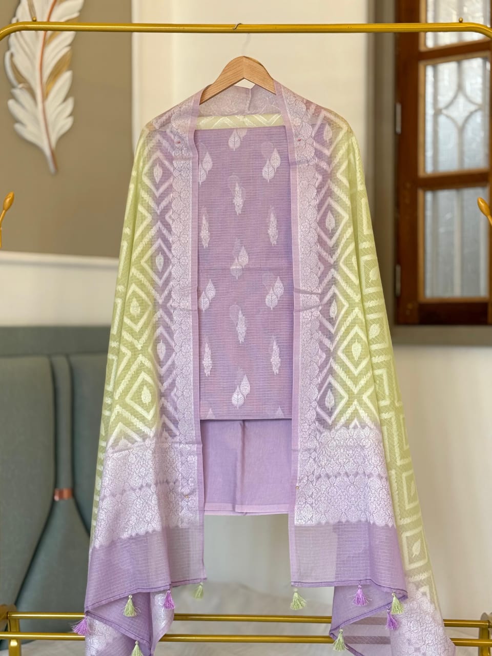 Banarasi Kota Silk 3 Pc Unstitched Suit