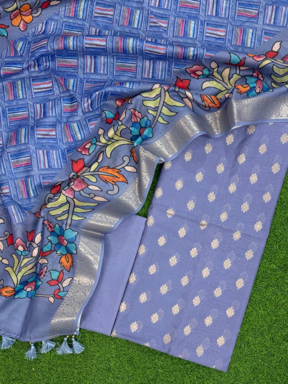 Banarasi Chanderi Silk 3 Pc Unstitched Suit With Digital Print Dupatta