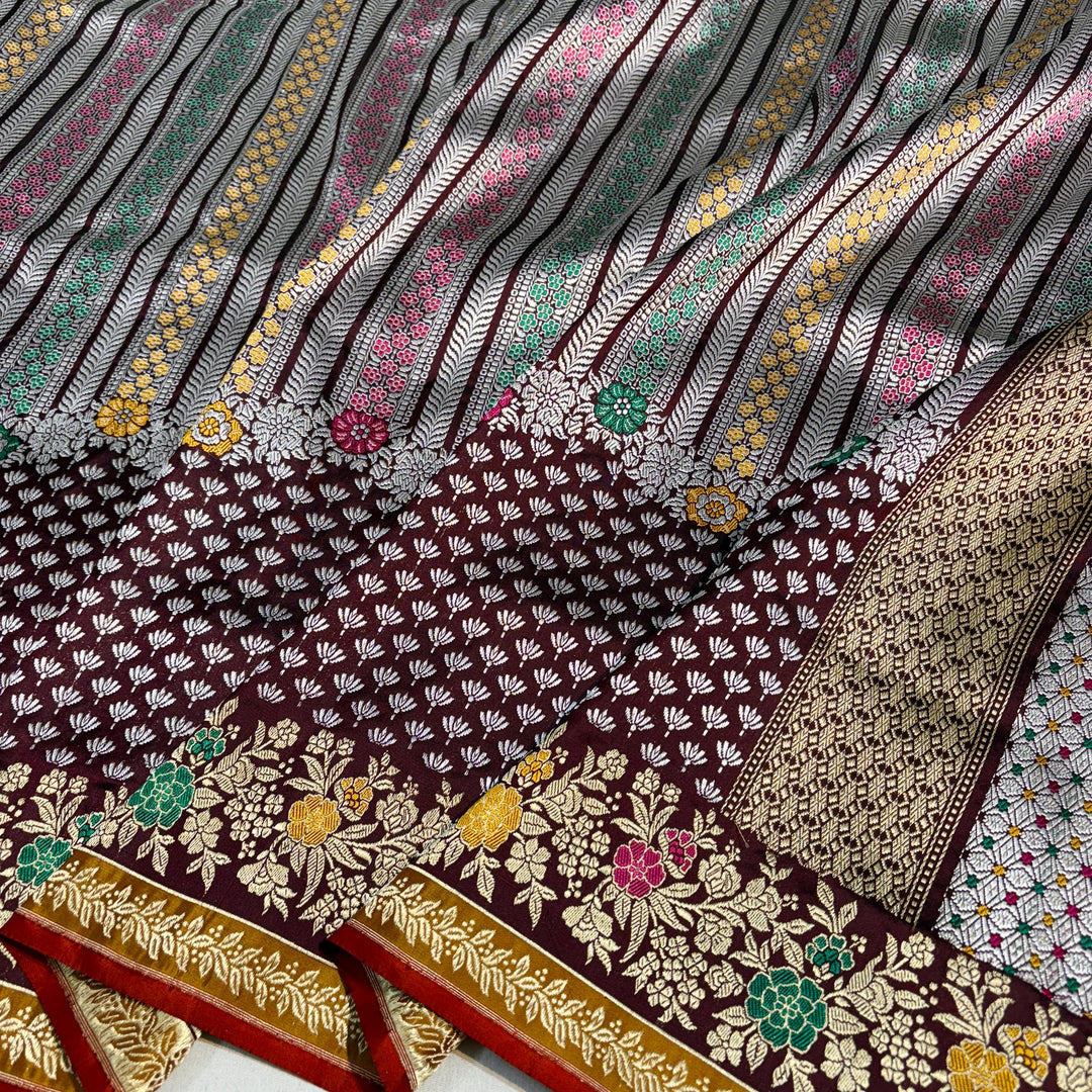 Handcrafted Handloom Weaved Pure Katan Silk Saree With Meenakari Brocade Work LIMITED EDITION