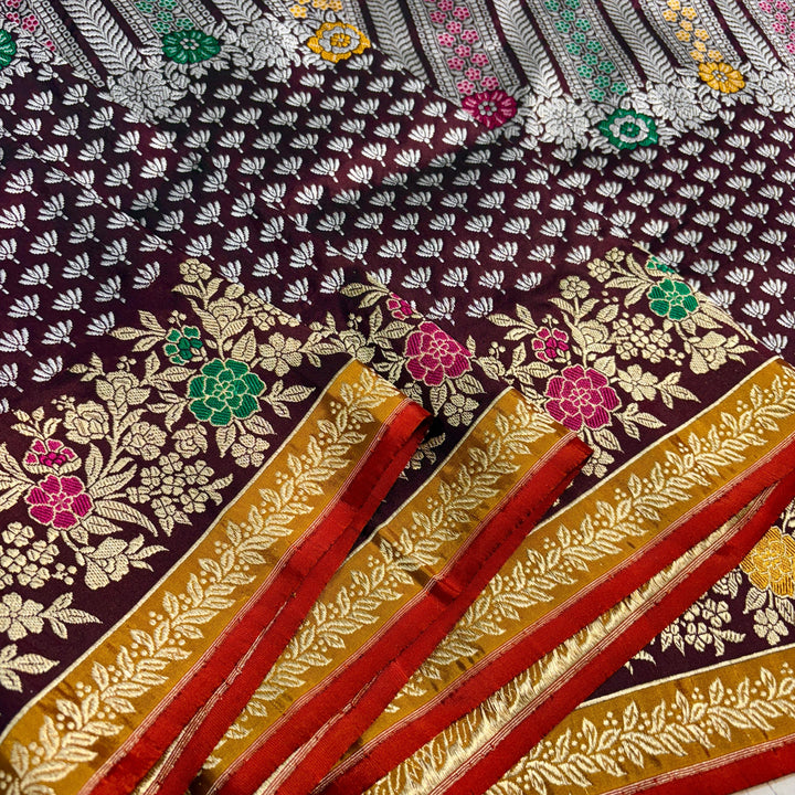 Handcrafted Handloom Weaved Pure Katan Silk Saree With Meenakari Brocade Work LIMITED EDITION