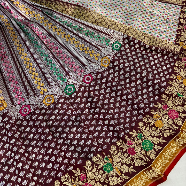 Handcrafted Handloom Weaved Pure Katan Silk Saree With Meenakari Brocade Work LIMITED EDITION