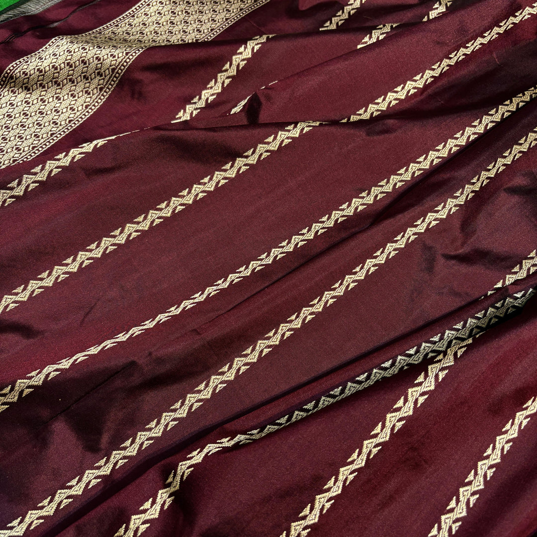 Handcrafted Handloom Weaved Pure Katan Silk Saree With Meenakari Brocade Work LIMITED EDITION