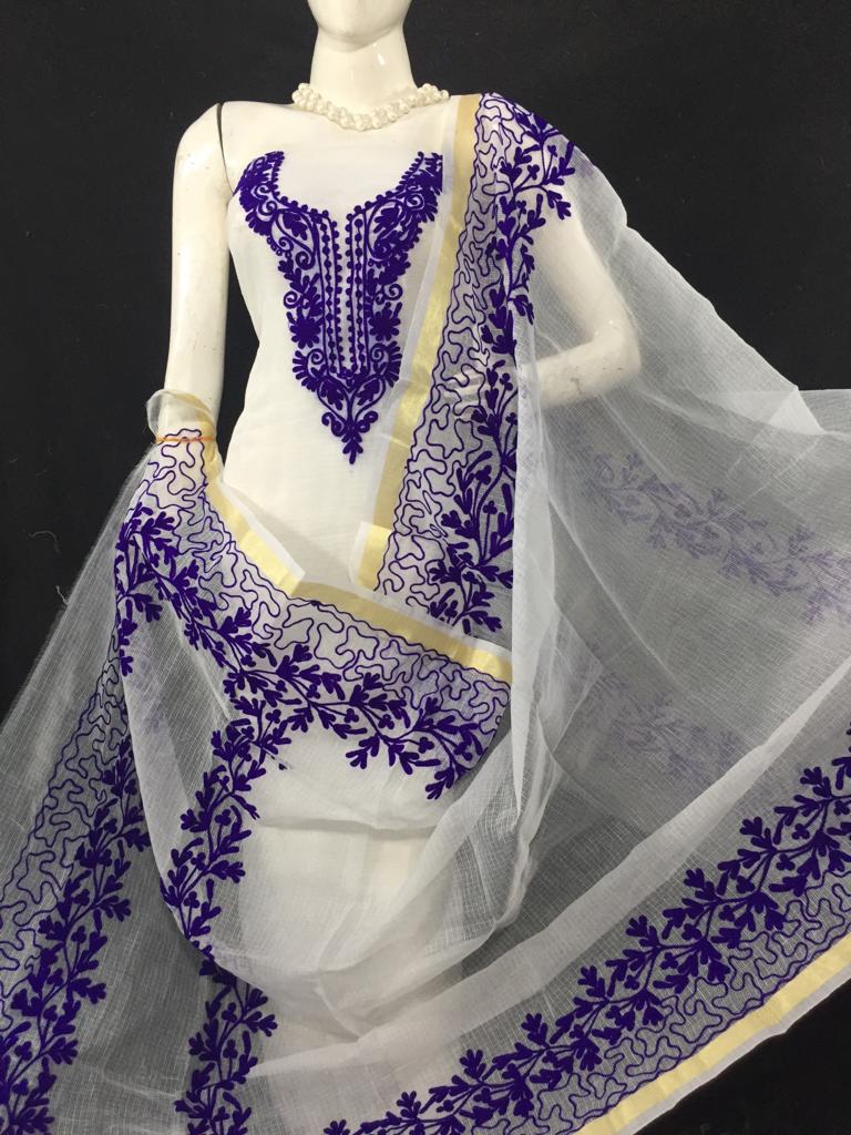 Kota Doriya Embroidery work 3-pc Unstitched Suit