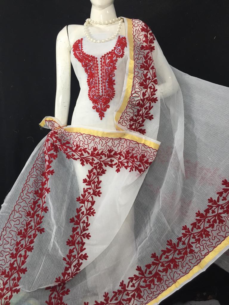 Kota Doriya Embroidery work 3-pc Unstitched Suit