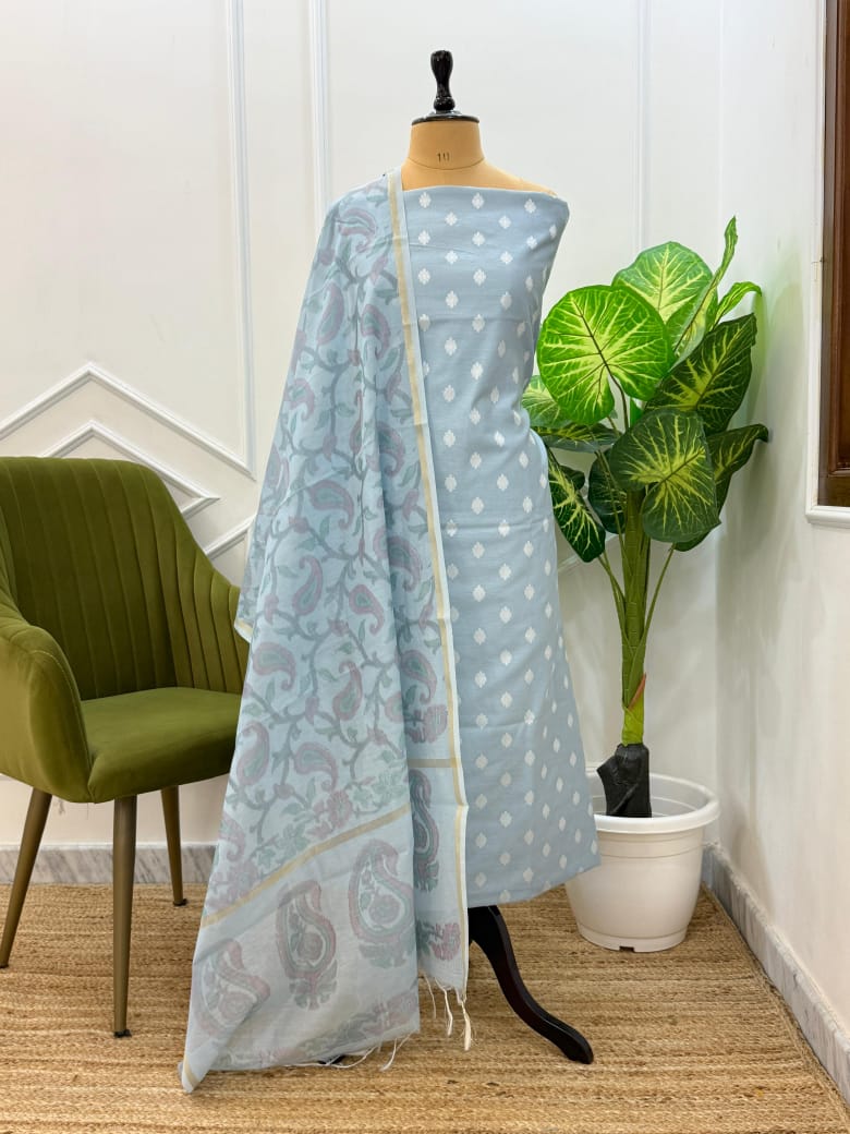 Banarasi Chanderi Silk 3 Pc Unstitched Suit With Digital Print Dupatta
