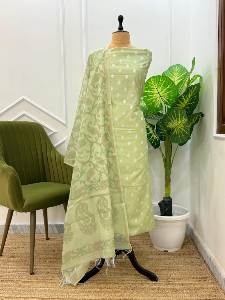 Banarasi Chanderi Silk 3 Pc Unstitched Suit With Digital Print Dupatta