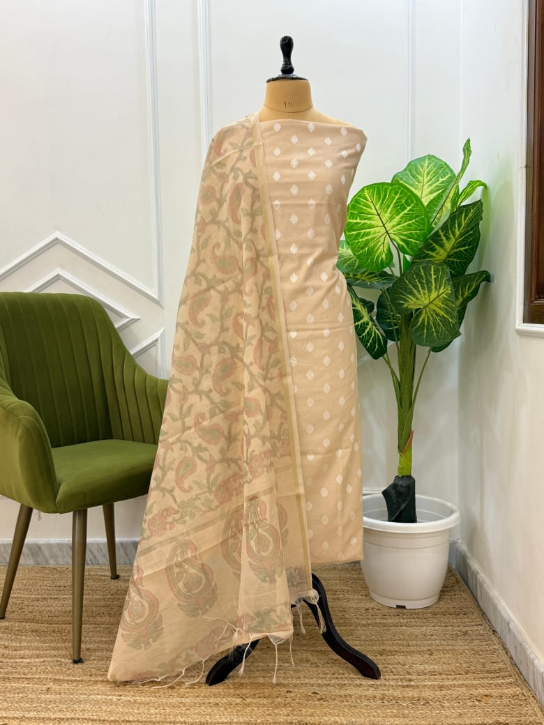 Banarasi Chanderi Silk 3 Pc Unstitched Suit With Digital Print Dupatta