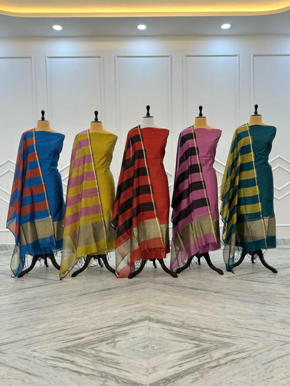 Banarasi Cotton Silk 3 Pc Unstitched Suit