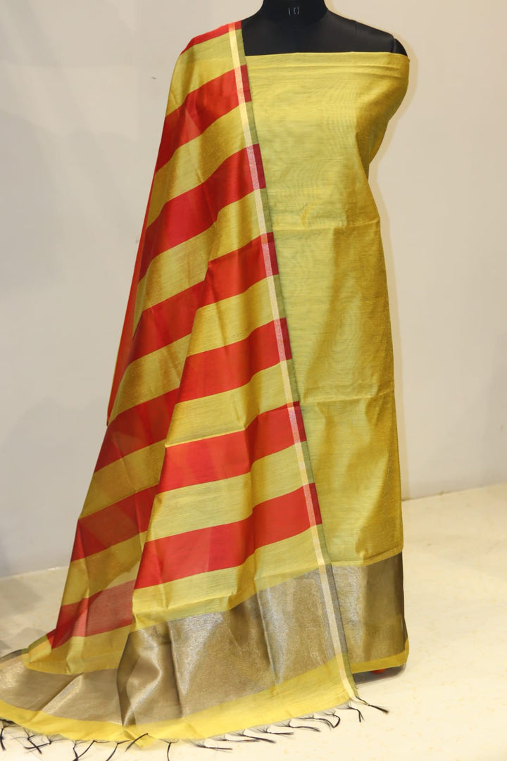 Banarasi Cotton Silk 3 Pc Unstitched Suit