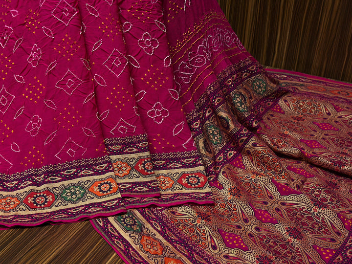 Pure Khaddi Georgette Pashmina Shikargah weaving exclusive Rayi Bandhej Sarees