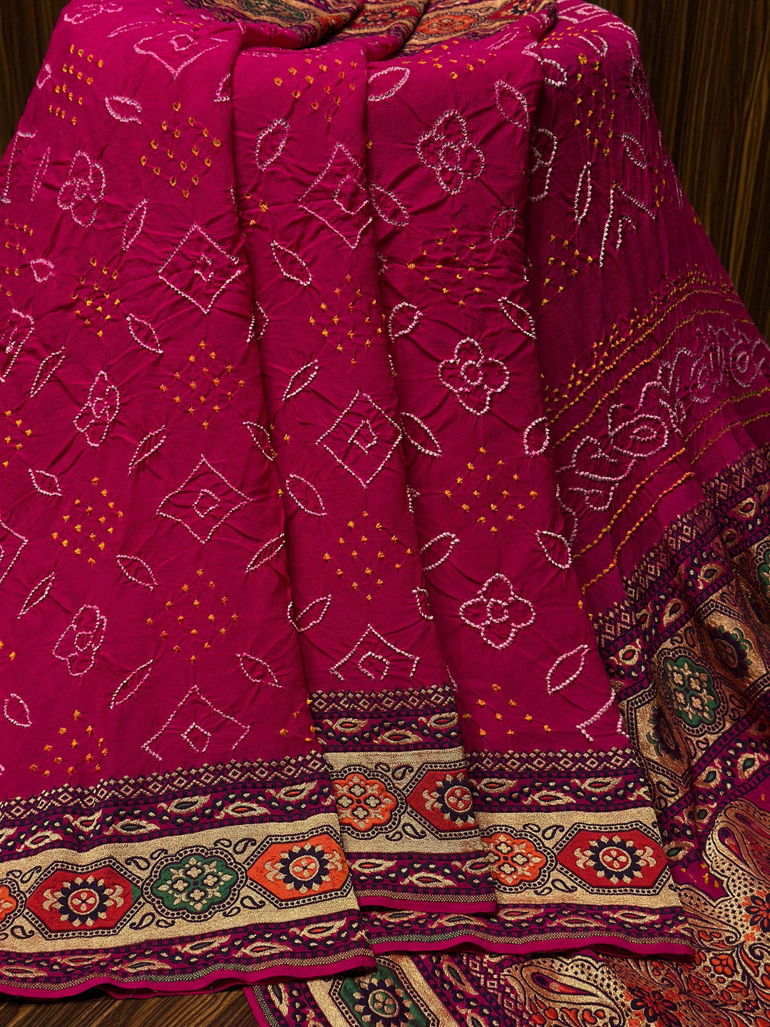 Pure Khaddi Georgette Pashmina Shikargah weaving exclusive Rayi Bandhej Sarees