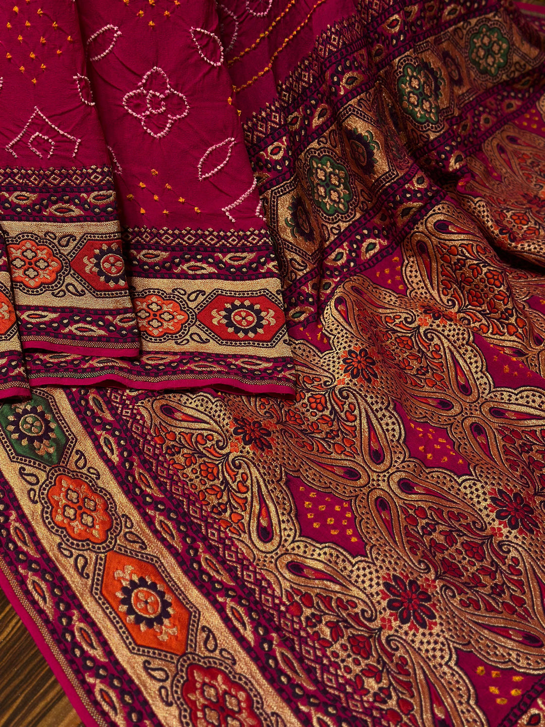 Pure Khaddi Georgette Pashmina Shikargah weaving exclusive Rayi Bandhej Sarees