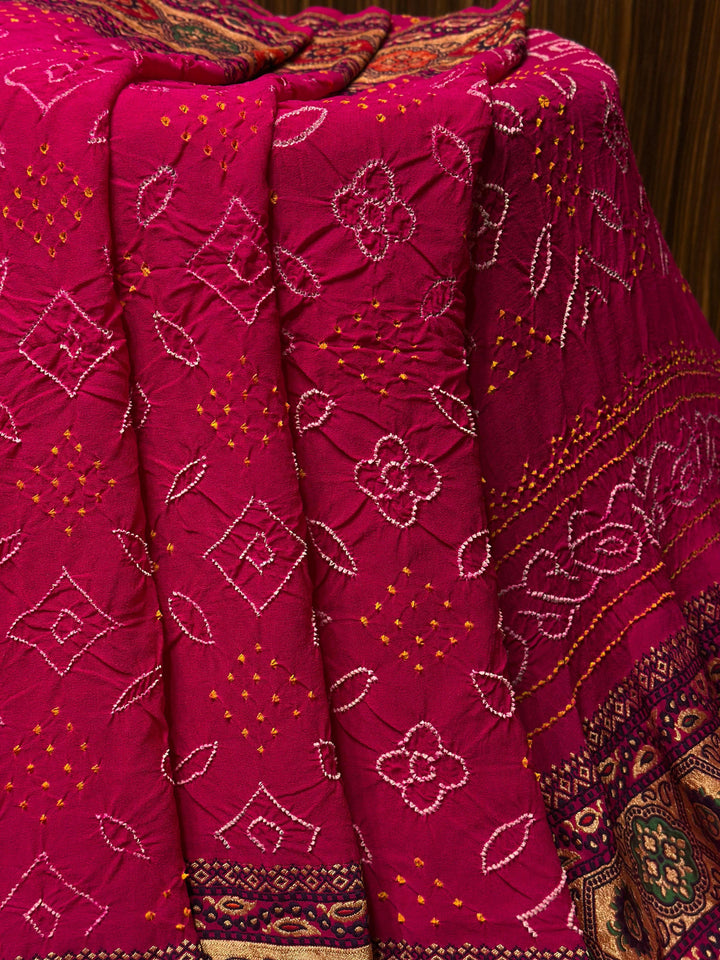 Pure Khaddi Georgette Pashmina Shikargah weaving exclusive Rayi Bandhej Sarees