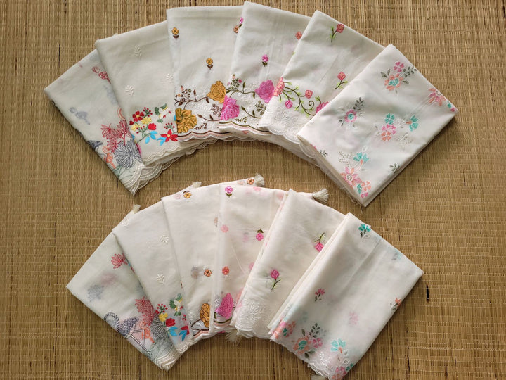 Pure Banarasi Mul Cotton Unstitched Suit With Embroidery Work