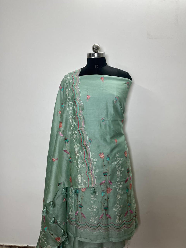 Pure Banarasi Chanderi Silk Unstitched Suit