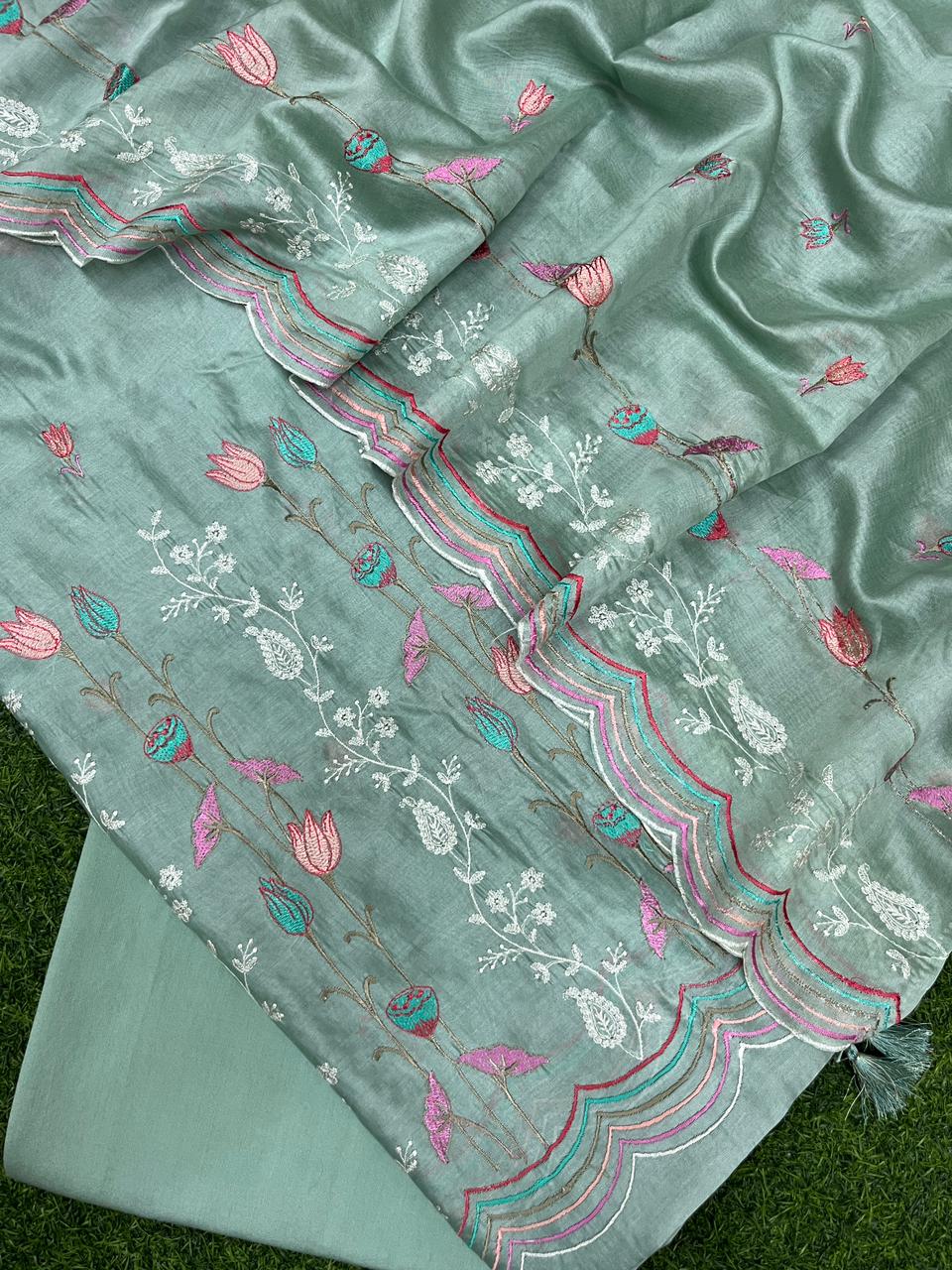 Pure Banarasi Chanderi Silk Unstitched Suit