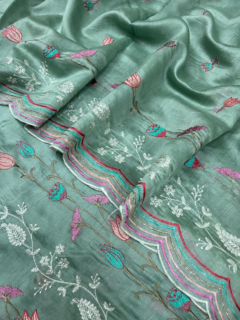 Pure Banarasi Chanderi Silk Unstitched Suit