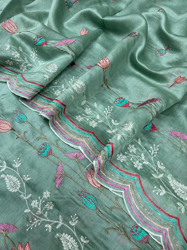 Pure Banarasi Chanderi Silk Unstitched Suit